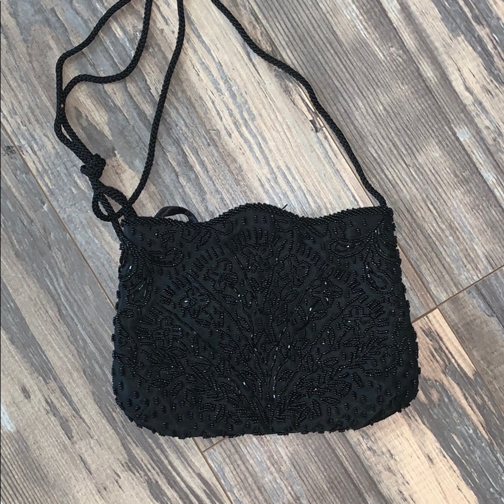 Valerie Stevens black beaded evening bag